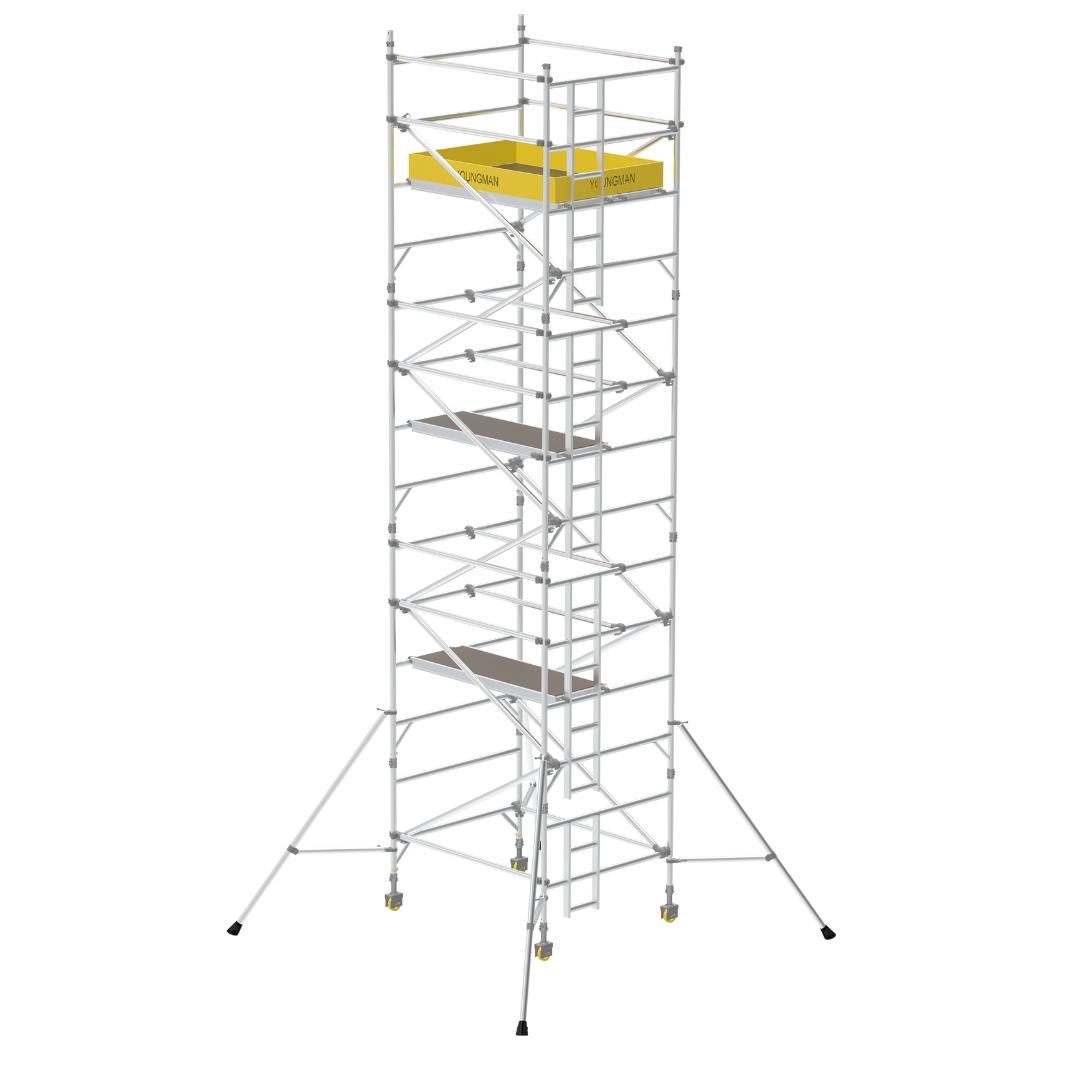 Youngman Light Weight Heavy Duty 7m Double Width Aluminum Access Scaffold Towers - BoSS